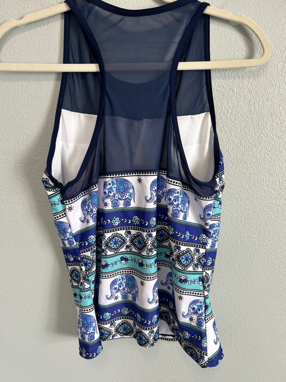 Women’s Navy & Teal Elephant Print Tank Top SS with matching Boy Shorts XL - Picture 2 of 6